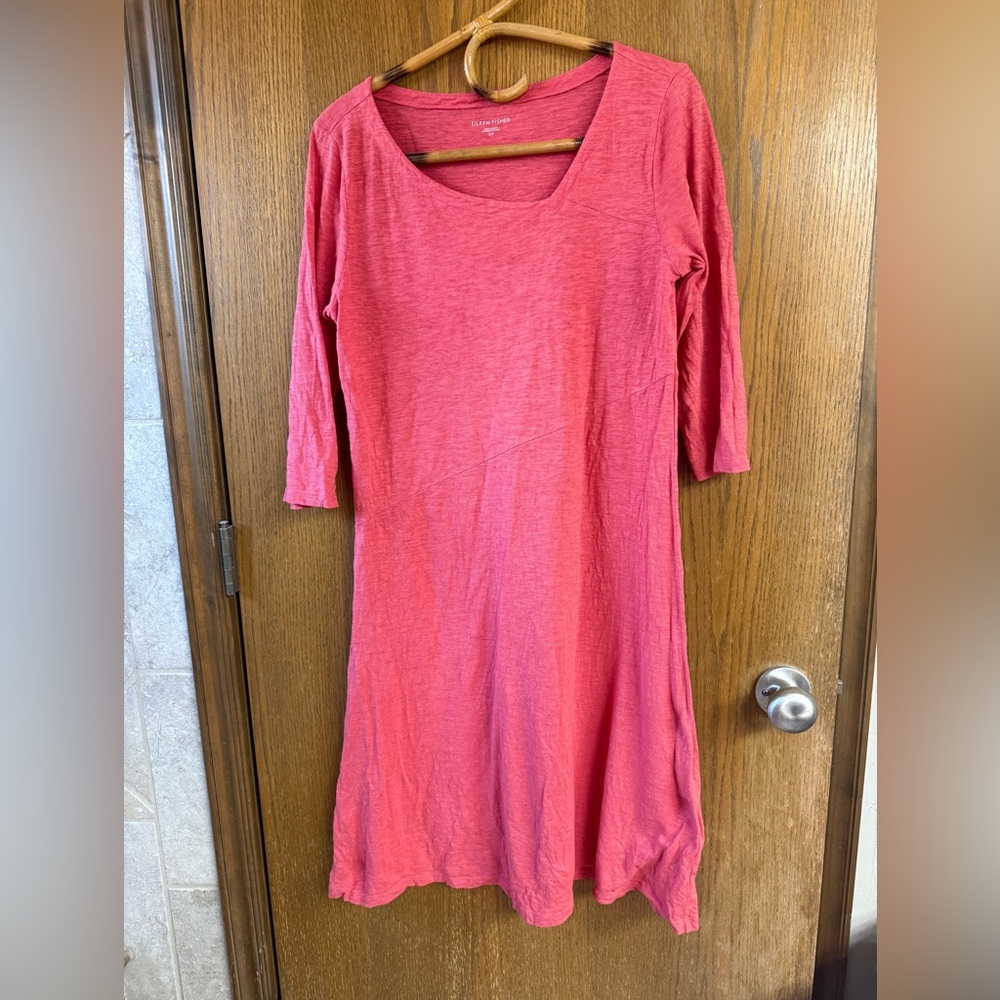 Eileen Fisher coral red midi dress small